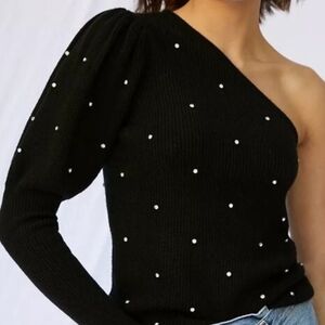 Anthropologie Black Off-the-Shoulder Sweater
